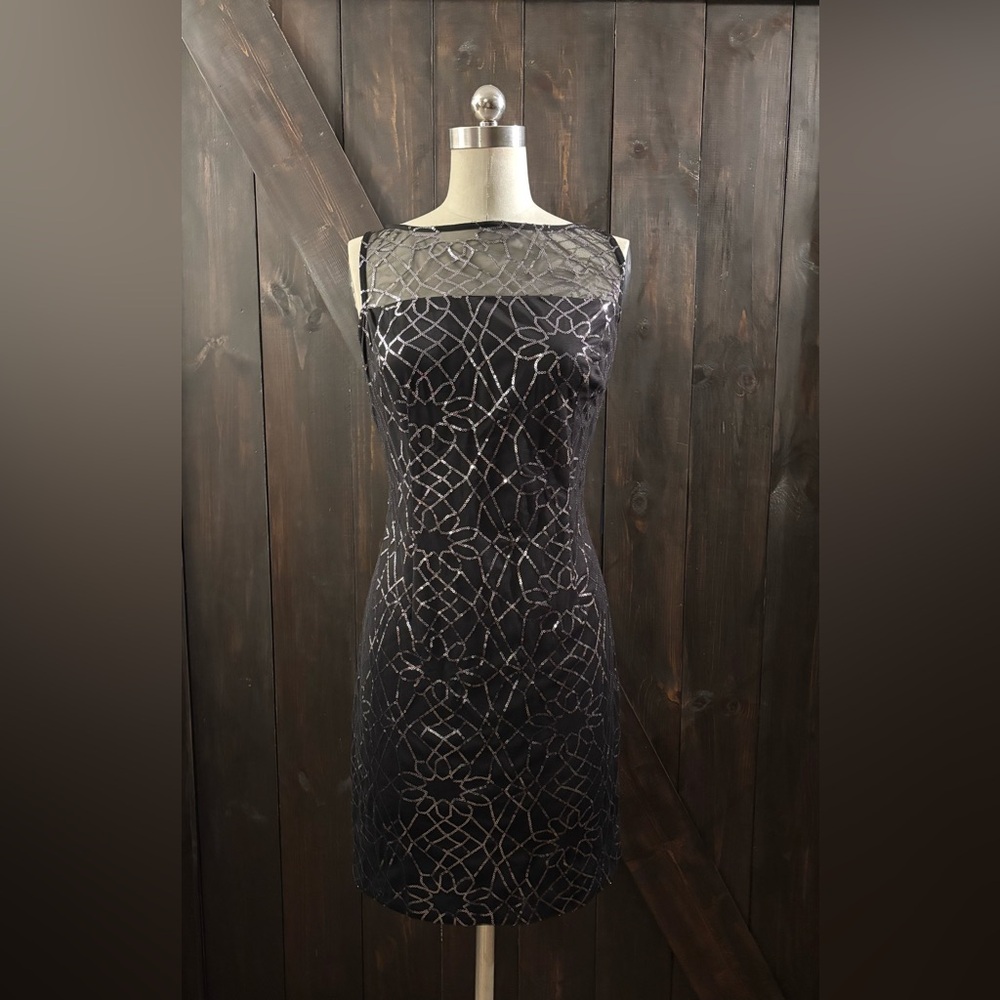 American Living Elegant Black and Silver Sequin Dress